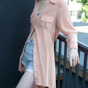 dusty rose french label tunic/button down